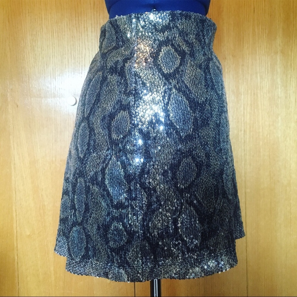 Express Sequin Snake-print Skirt